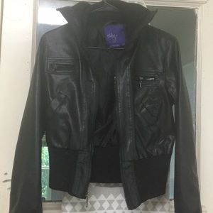 Faux leather black coat